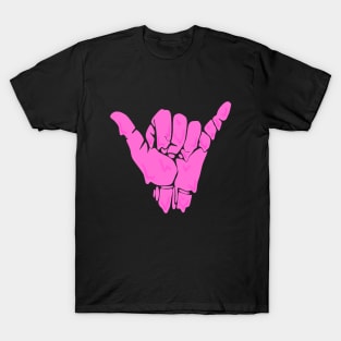 melting/dripping shaka hand sign in hot pink T-Shirt